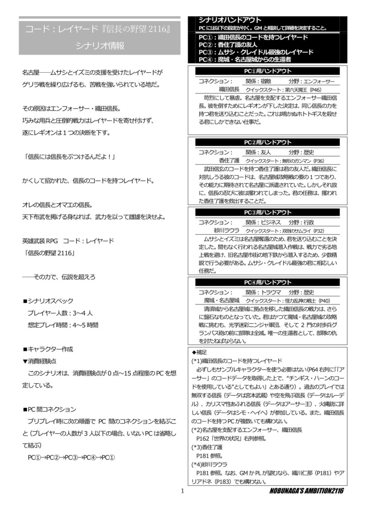 【コード:レイヤード】信長の野望2116