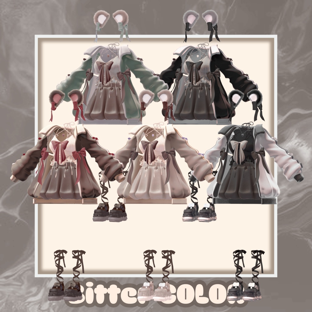 〖10アバター対応〗PUFF RIBBON〖3D衣装〗