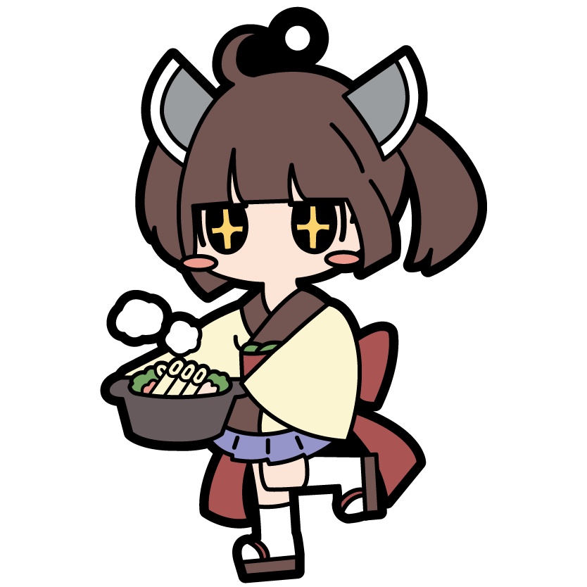 ラバーキーホルダー「きりたんぽ鍋をご提供するきりたん」