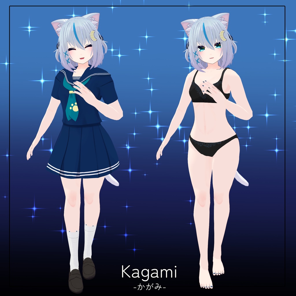 【オリジナル3Dモデル】"Kagami-かがみ-"と"Makoto-まこと-"