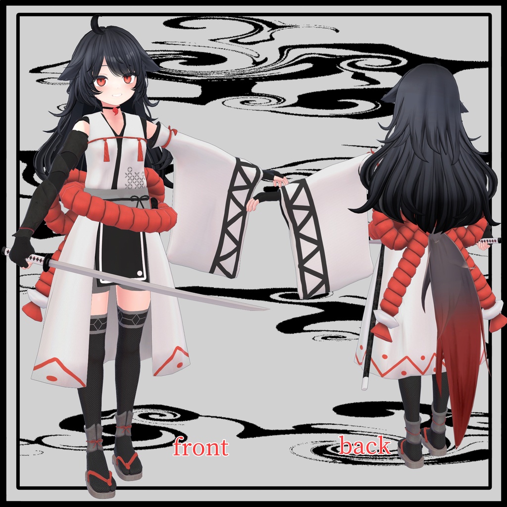 【デルタフレア向け衣装】サムライ衣装-赤縄-