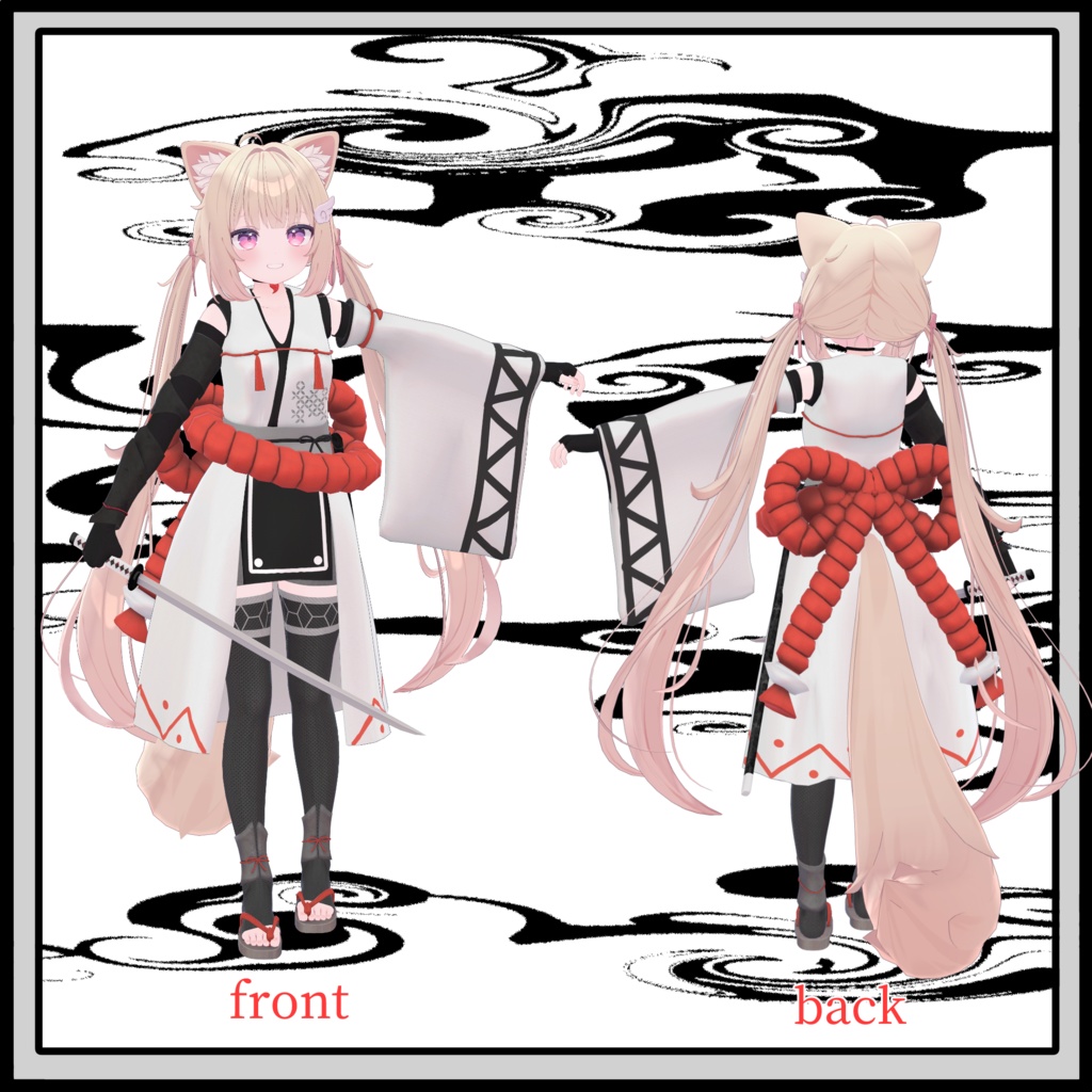 【シフォン、ライム向け衣装】サムライ衣装-赤縄-(Samurai wear for Chiffon and Lime)