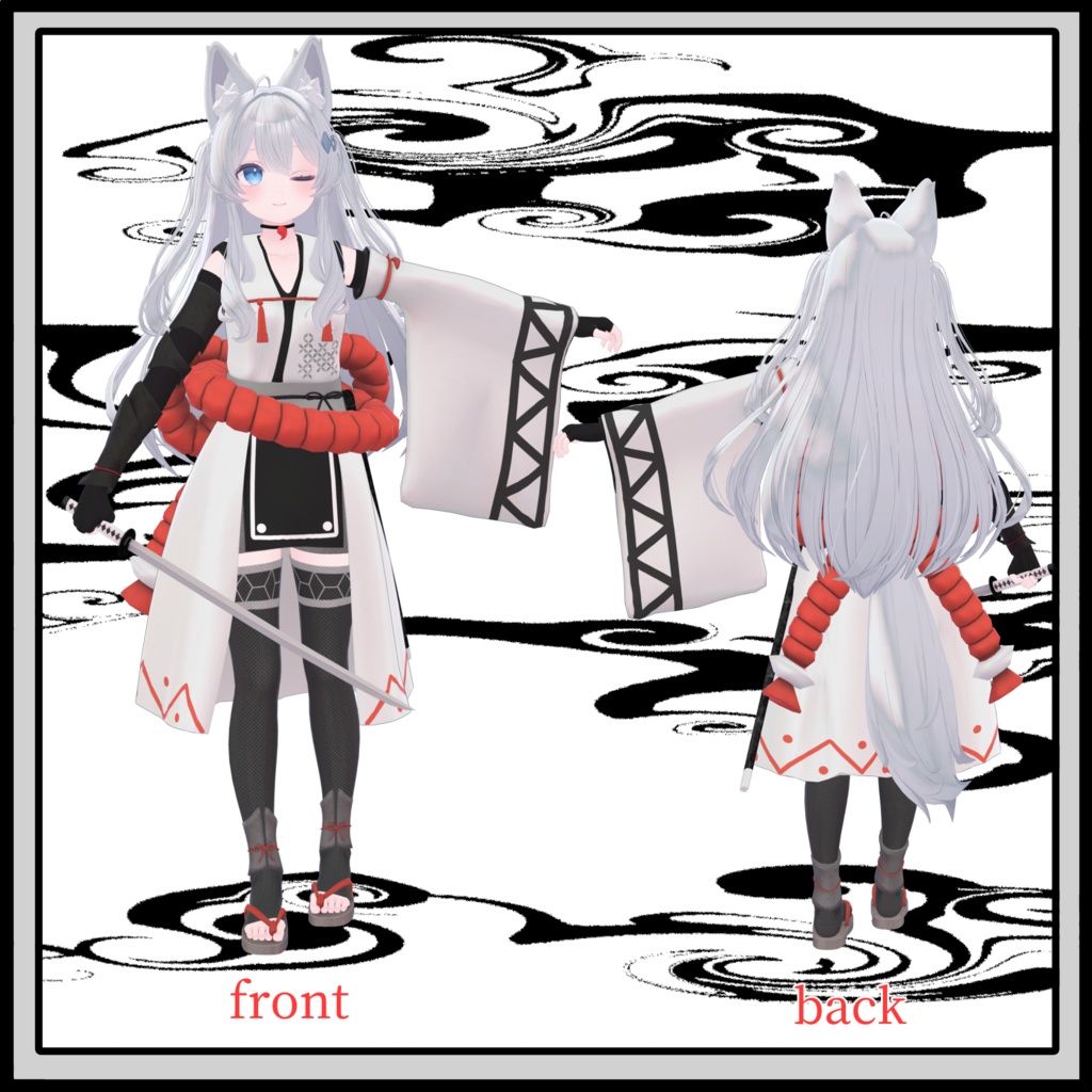 【シフォン、ライム向け衣装】サムライ衣装-赤縄-(Samurai wear for Chiffon and Lime)