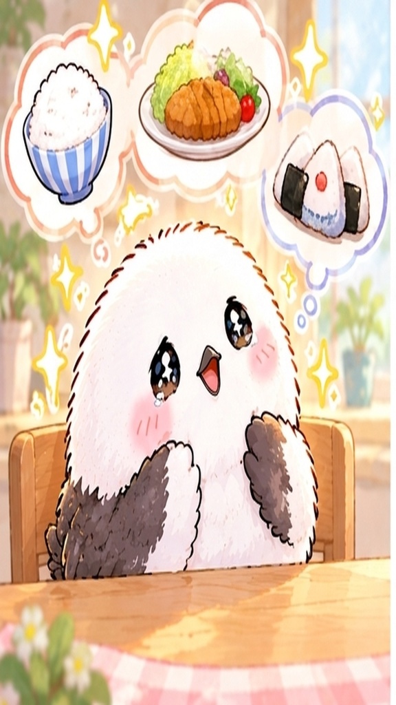 かわいいシマエナガのスマホ壁紙セット④ほっこりごはん