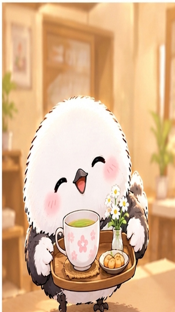 かわいいシマエナガのスマホ壁紙セット④ほっこりごはん