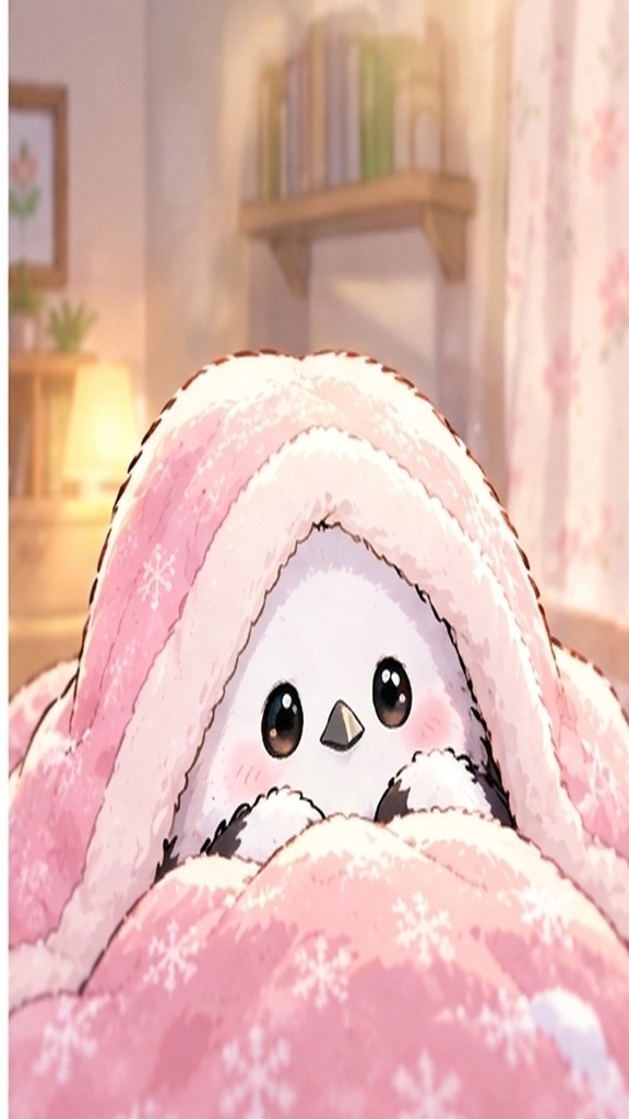 かわいいシマエナガのスマホ壁紙セット⑤ぬくぬく時間