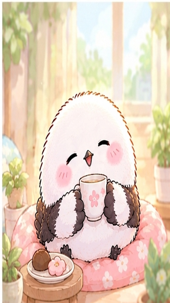 かわいいシマエナガのスマホ壁紙セット⑤ぬくぬく時間