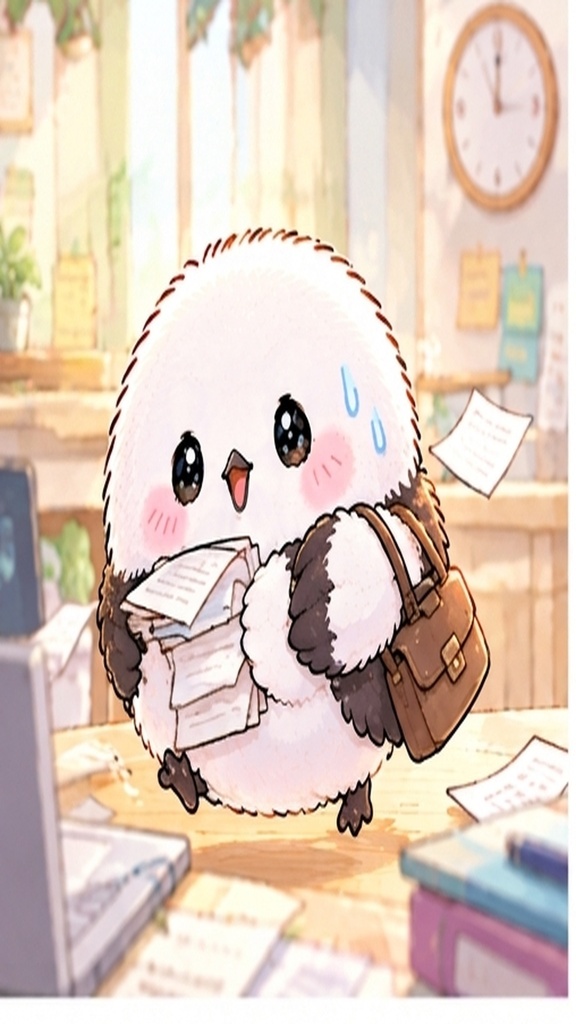 かわいいシマエナガのスマホ壁紙セット⑦頑張った日