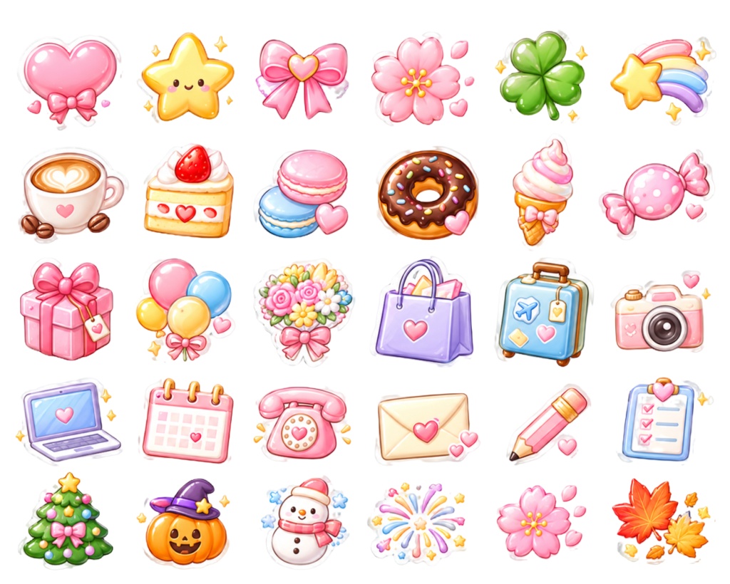 ぷっくりシマエナガの被り物ステッカー2 日記デコに便利なオマケ付