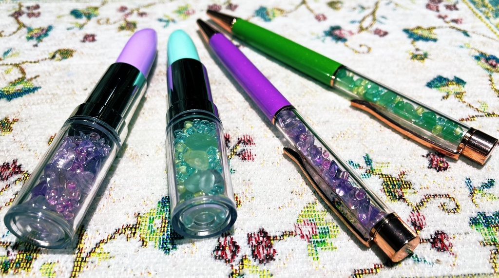 蘆屋道満イメージ天然石+蓄光ビーズボールペン(A)