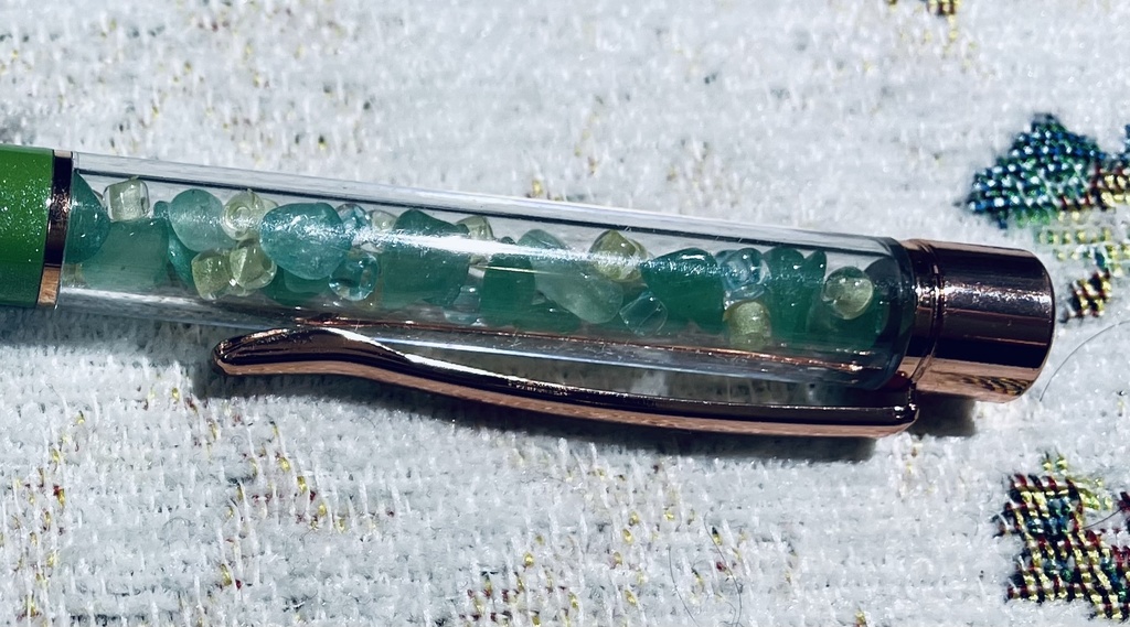 蘆屋道満イメージ天然石+蓄光ビーズボールペン(A)