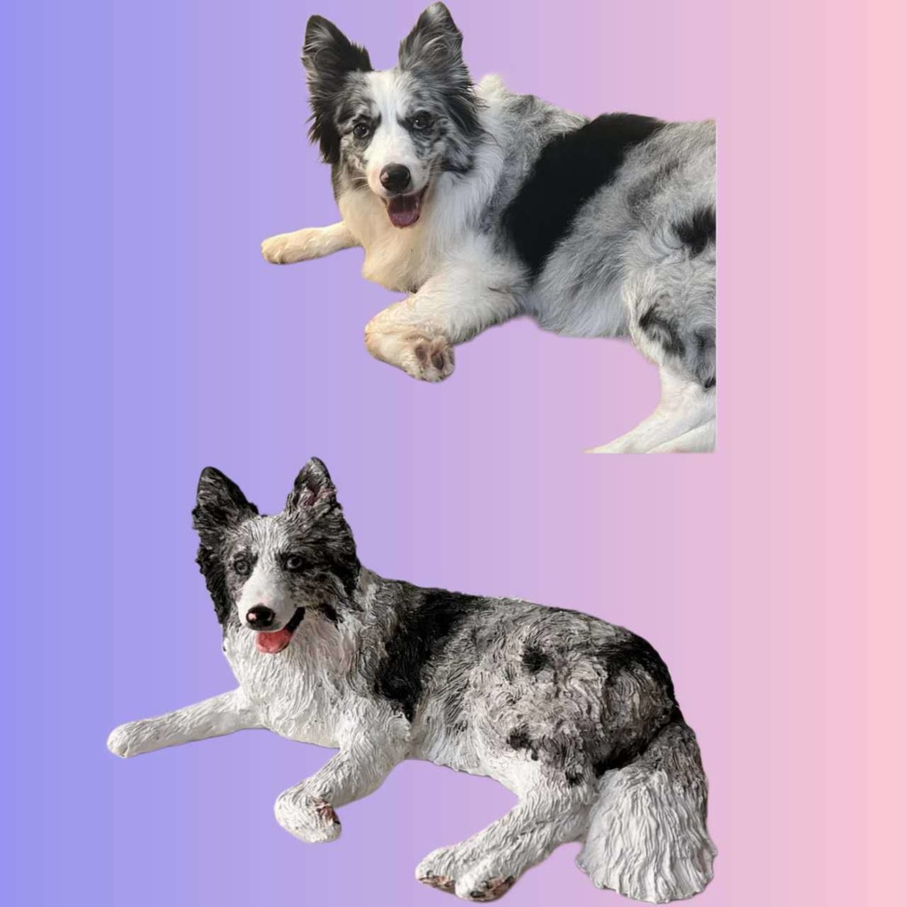 【受注作製】うちの子 写真入り そっくり人形❤ペット フィギュア、犬置物、 名入れ 愛犬 立体肖像画 似顔絵❤犬猫人形、ペットロス、メモリアル、ねこちゃん、誕生日、うちのこ記念日、ペットギフト