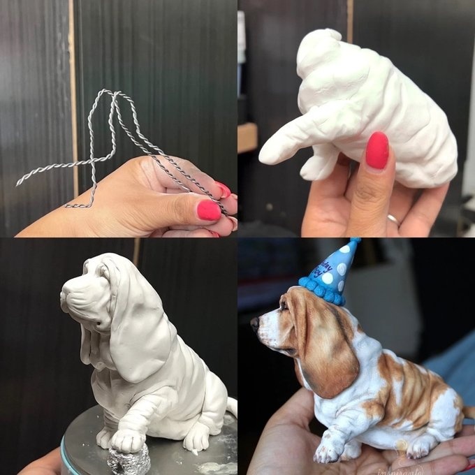 【受注作製】うちの子 写真入り そっくり人形❤ペット フィギュア、犬置物、 名入れ 愛犬 立体肖像画 似顔絵❤犬猫人形、ペットロス、メモリアル、ねこちゃん、誕生日、うちのこ記念日、ペットギフト