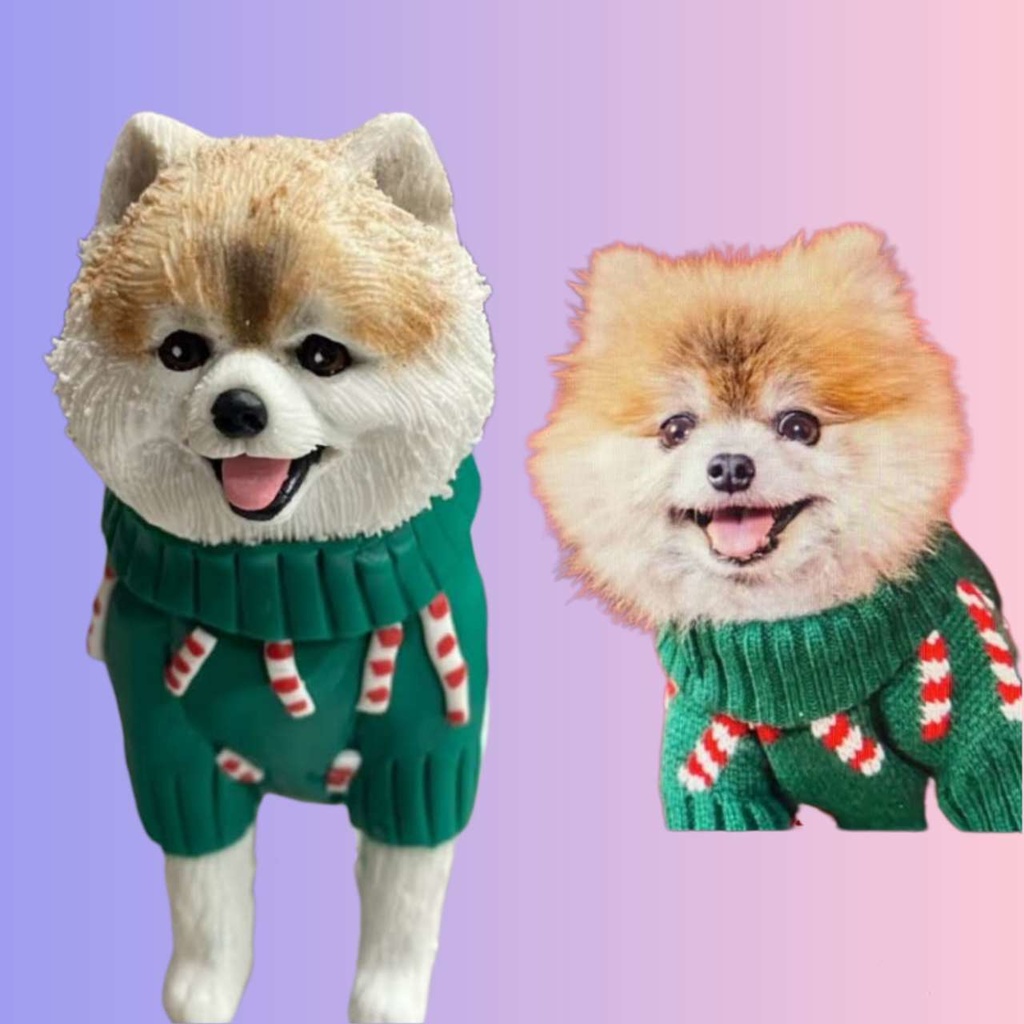 【受注作製】うちの子 写真入り そっくり人形❤ペット フィギュア、犬置物、 名入れ 愛犬 立体肖像画 似顔絵❤犬猫人形、ペットロス、メモリアル、ねこちゃん、誕生日、うちのこ記念日、ペットギフト