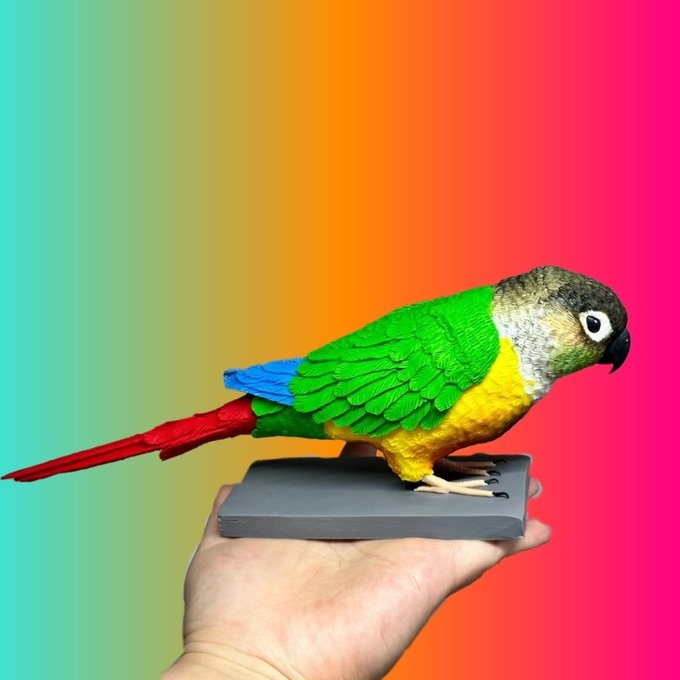 【受注作製】ペットギフト うちの子 写真入り オウム 鳥 人形 フィギュア、名入れ 似顔絵❤犬猫人形、ペットロス、メモリアル、ねこちゃん、誕生日、うちのこ記念日、ペットギフト