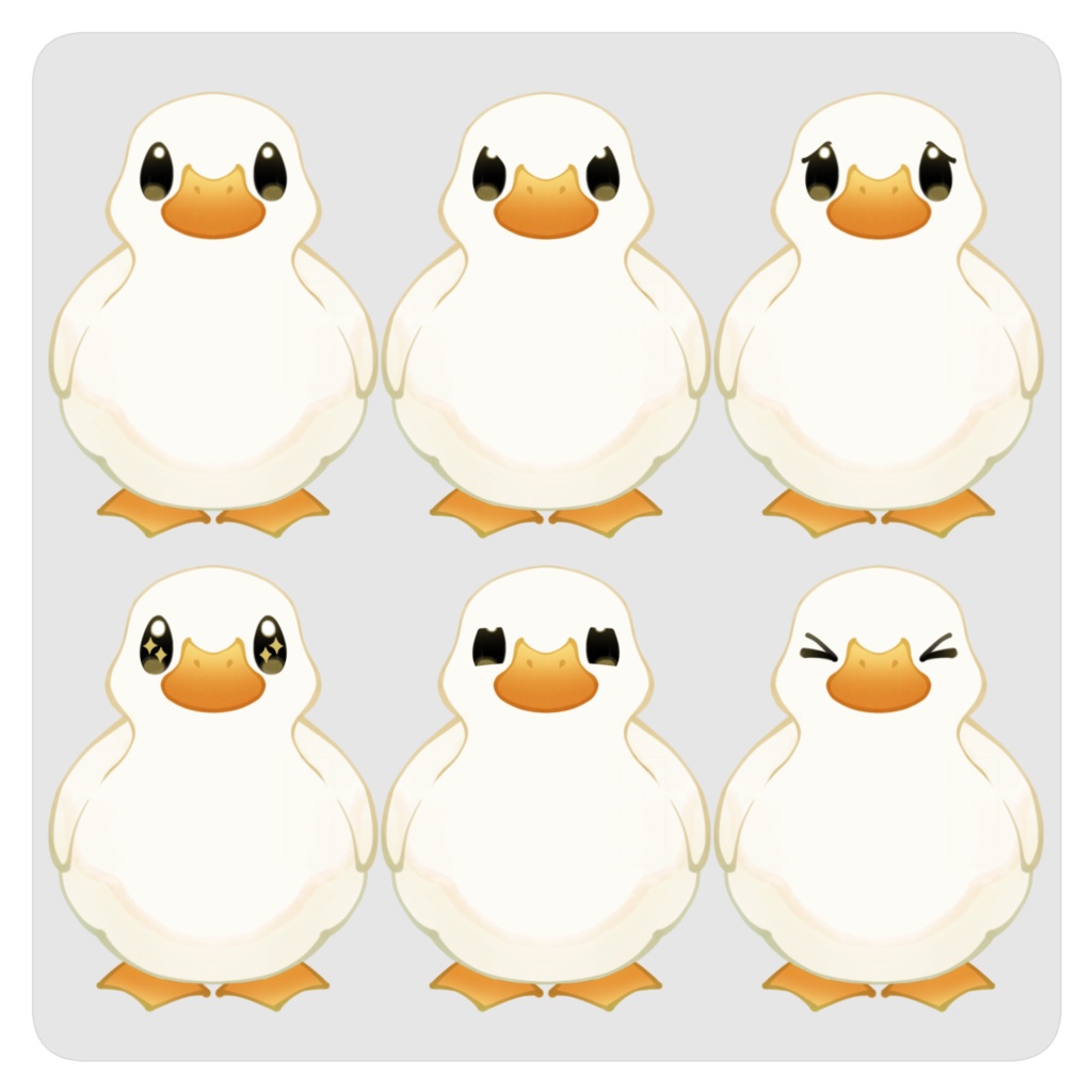 立ち絵素材(動物)1:アヒル_表情差分5種