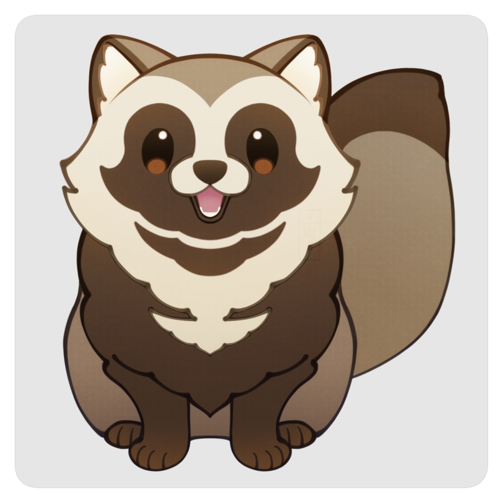 立ち絵素材(動物)2:たぬき/狸_表情8種×口元2種+葉っぱ