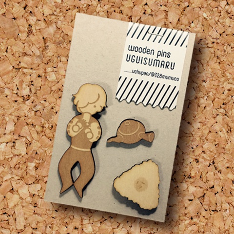 ウッドブローチ（鶯丸）