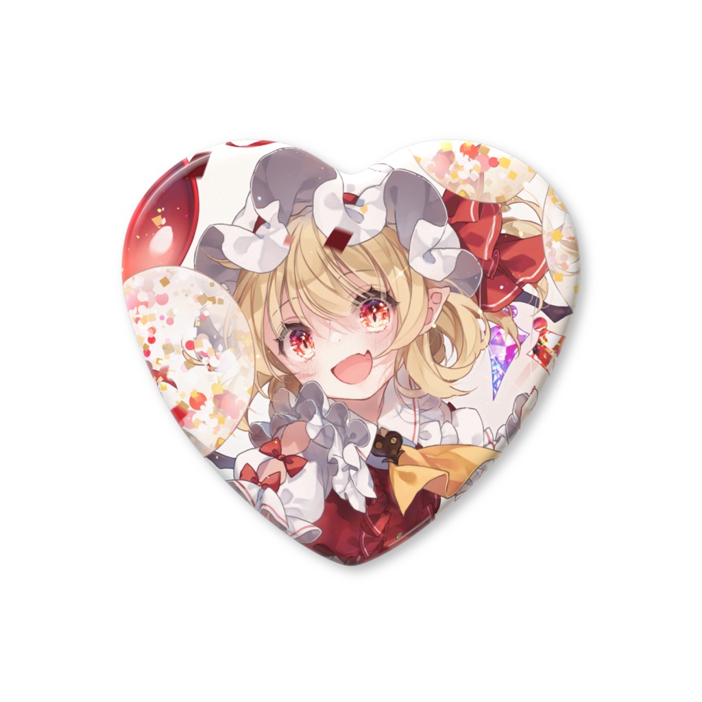 【東方Project】BOOTH限定 フランドール・スカーレット ハート型缶バッジ