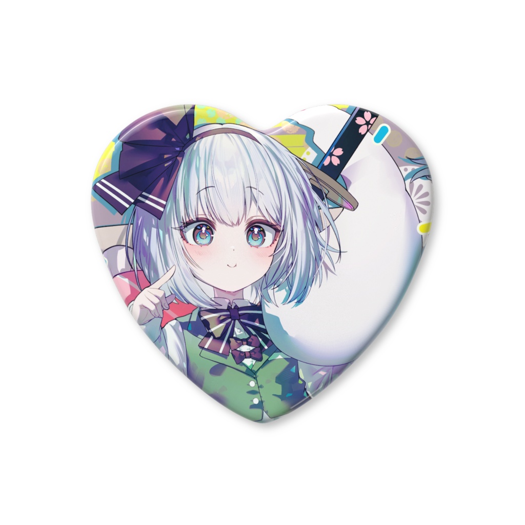 【東方Project】BOOTH限定 魂魄妖夢 ハート型缶バッジ