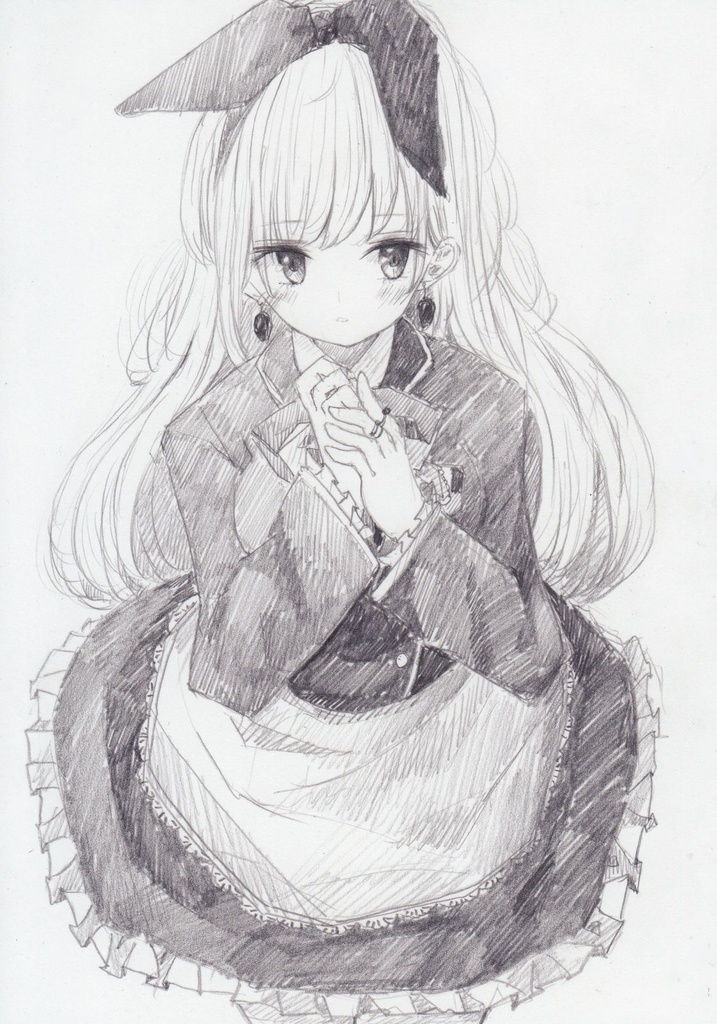 オリジナル色鉛筆原画 額付き「アリス」