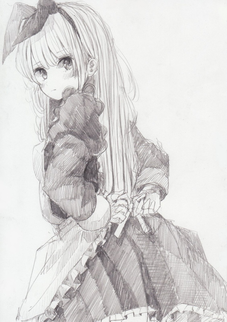 オリジナル色鉛筆原画 額付き「アリス」