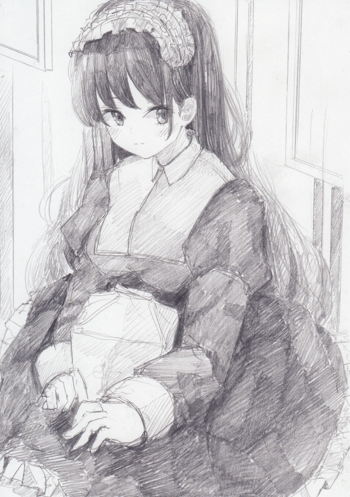 オリジナル色鉛筆原画 額付き「黒枠」