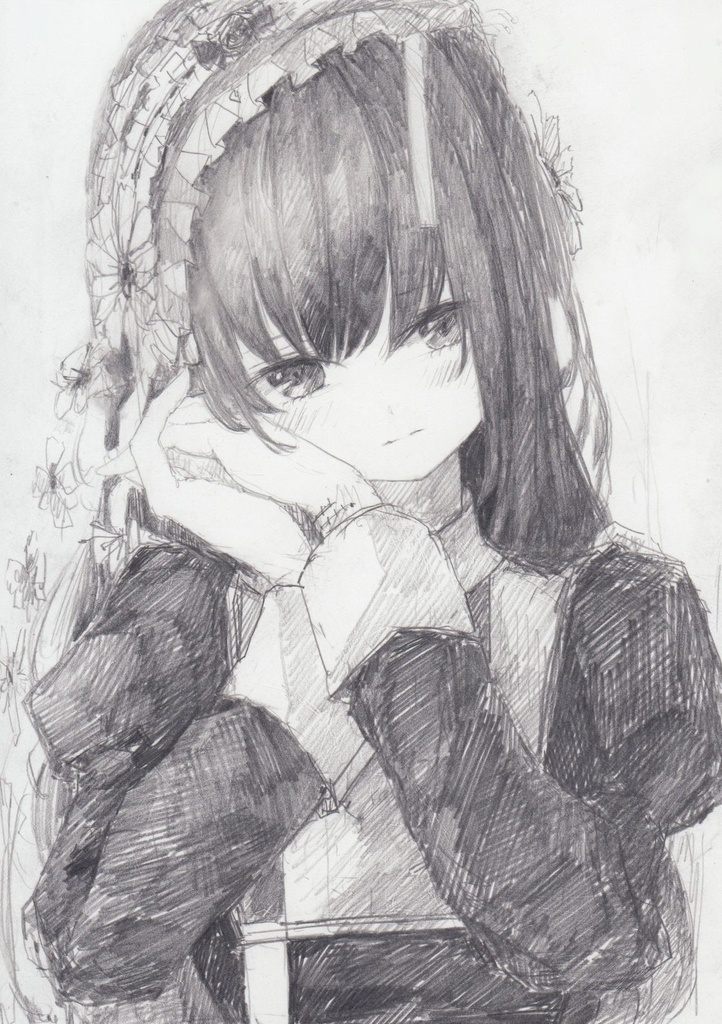 オリジナル色鉛筆原画 額付き「黒枠」