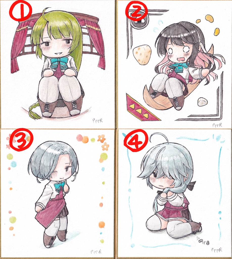 《支援者様先行公開》ミニ色紙　～夕雲型～