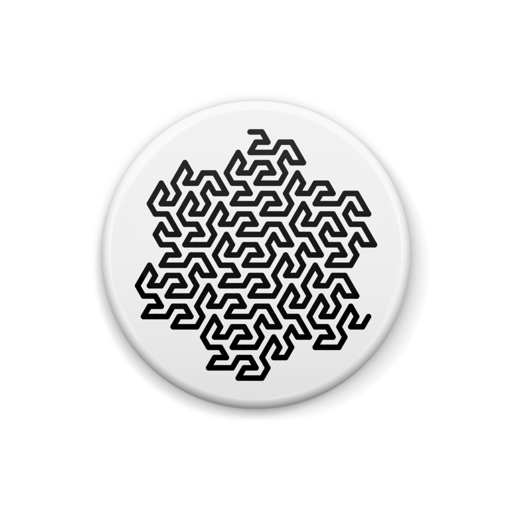 「ゴスパー曲線」缶バッジ|フラクタル × 数学 × アート