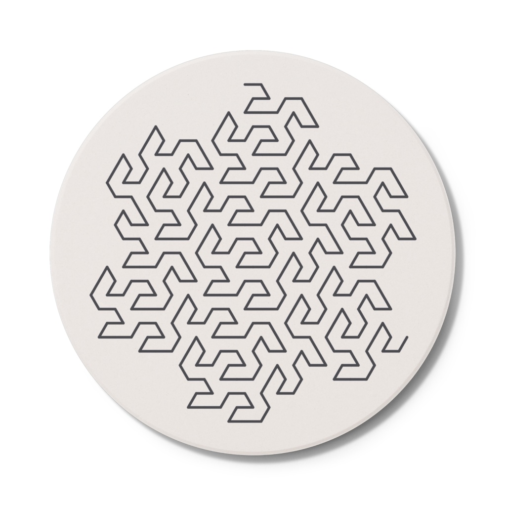 「ゴスパー曲線」コースター｜フラクタル × 数学 × アート