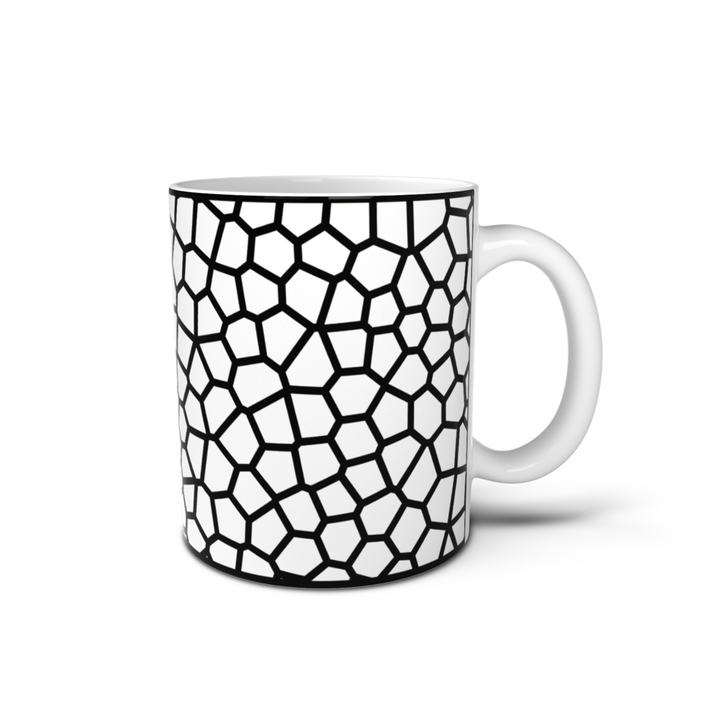 ボロノイ　Voronoiパターン マグカップ（モノクロ）