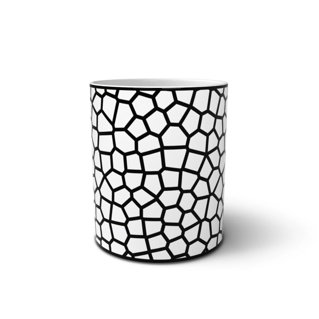 ボロノイ Voronoiパターン マグカップ(モノクロ)