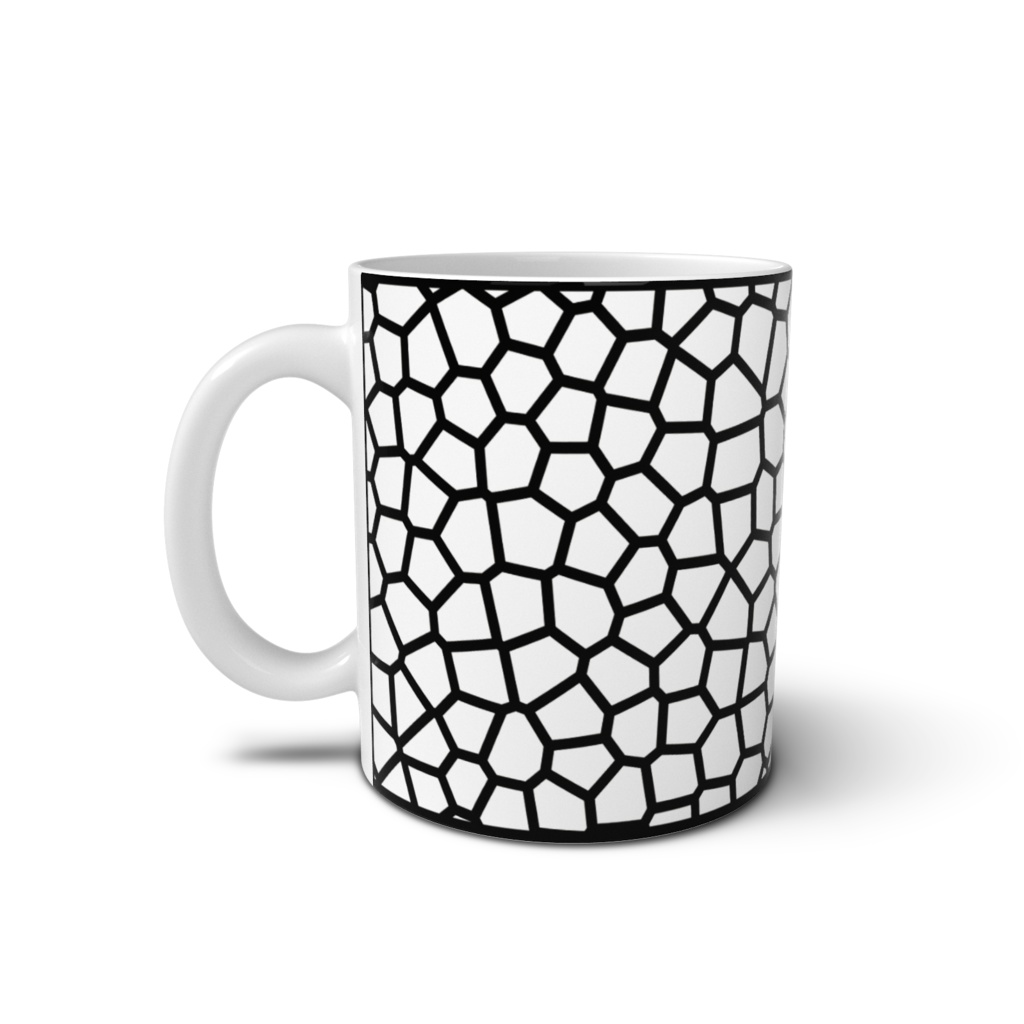 ボロノイ Voronoiパターン マグカップ(モノクロ)