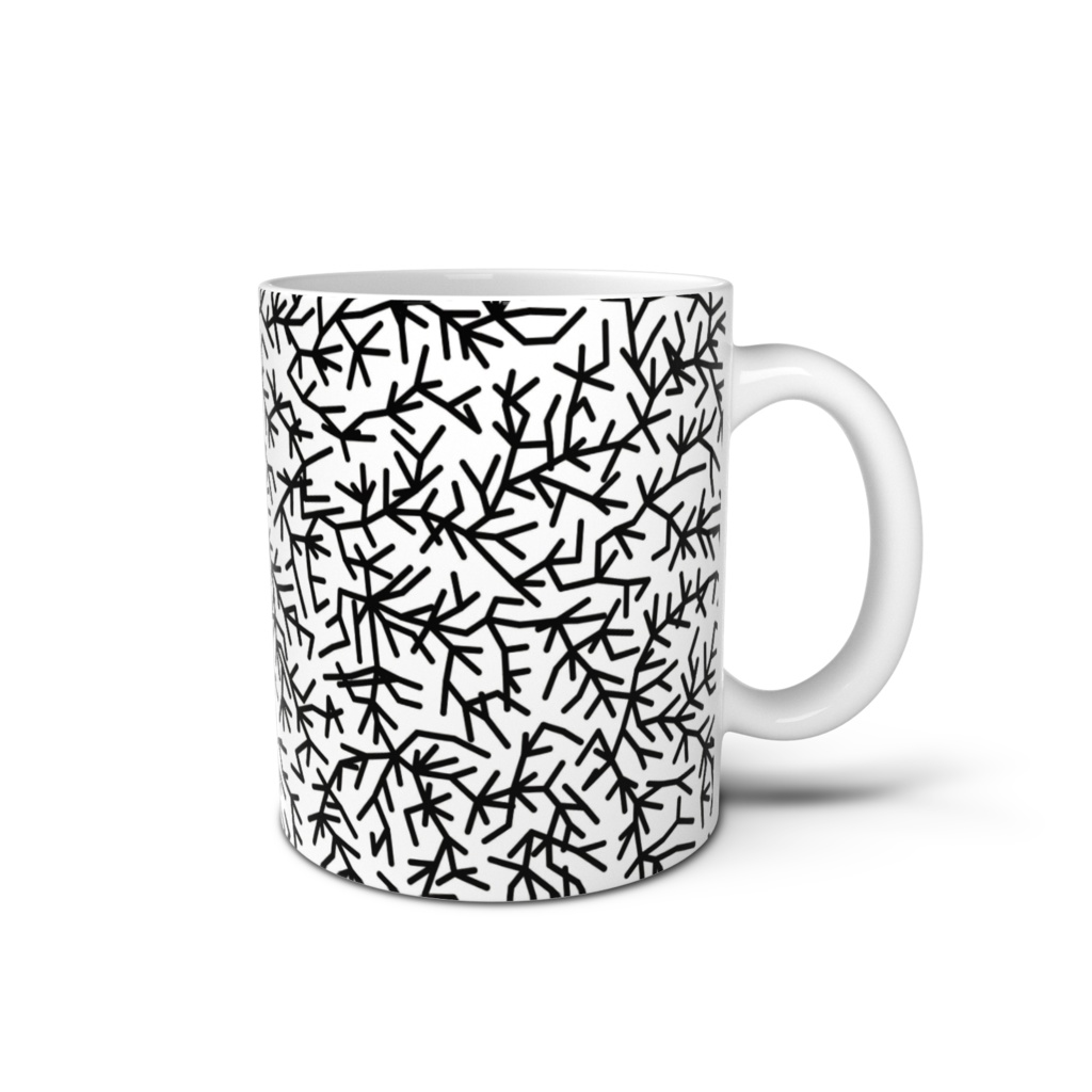 枝状パターン マグカップ(モノクロ デザイン)