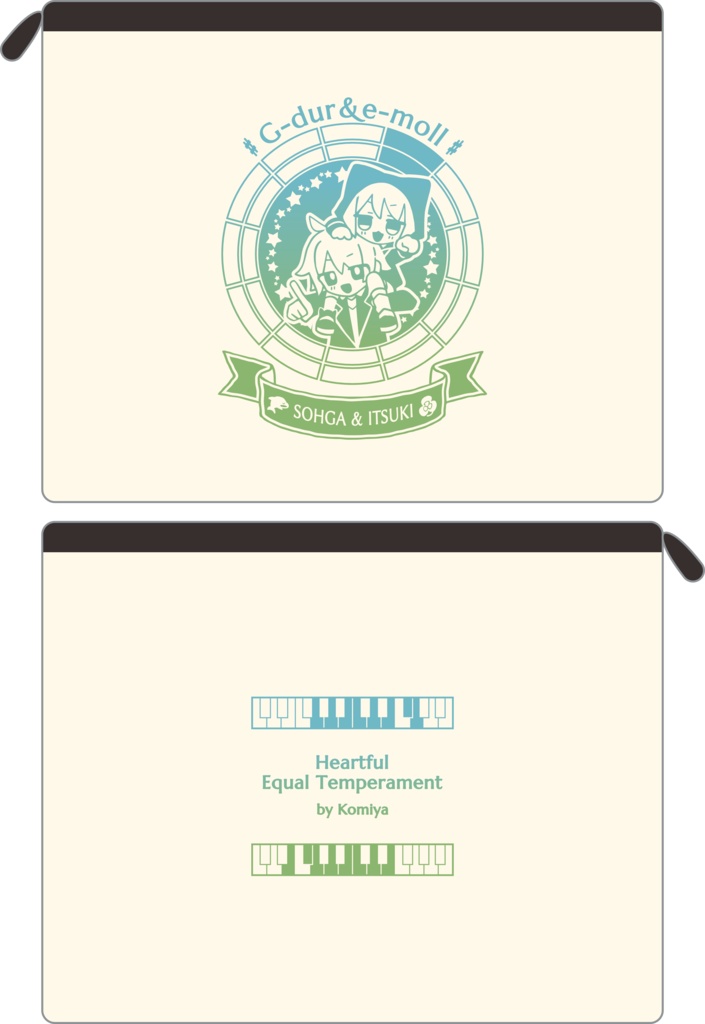 【調性記念日制定応援】調性さんフラットポーチ(ハートフル平均律)