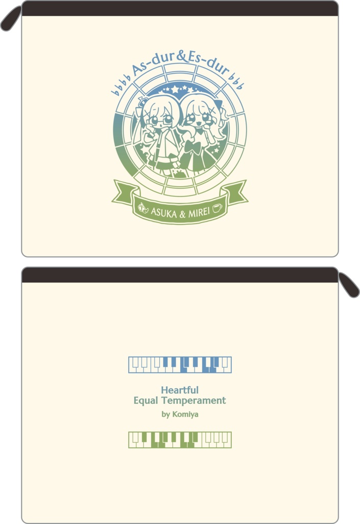 【調性記念日制定応援】調性さんフラットポーチ(ハートフル平均律)