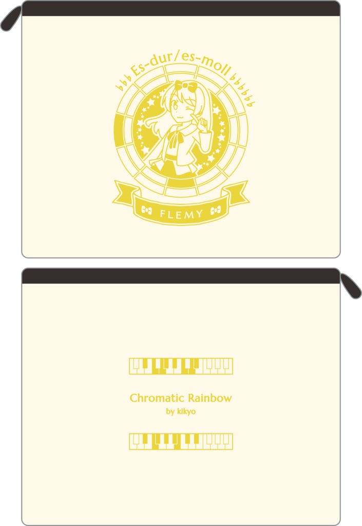 【調性記念日制定応援】調性さんフラットポーチ(クロマティックレインボー)