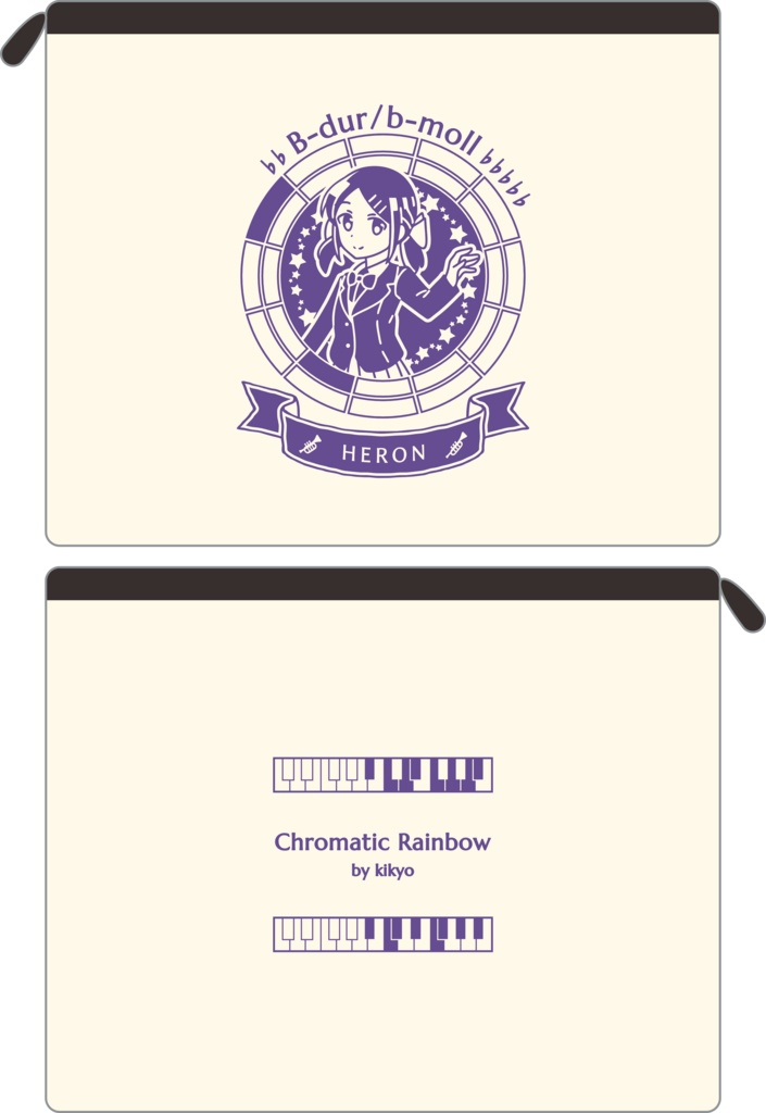 【調性記念日制定応援】調性さんフラットポーチ(クロマティックレインボー)