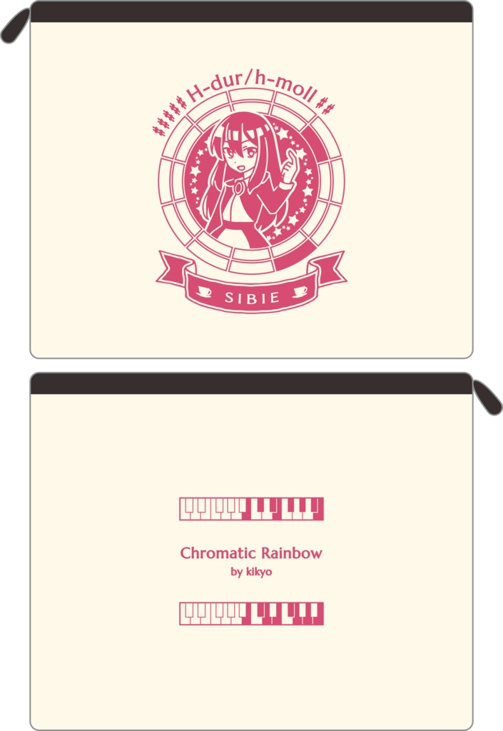 【調性記念日制定応援】調性さんフラットポーチ(クロマティックレインボー)