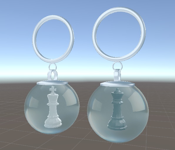 ガラスイヤリング-キング＆クイーン-