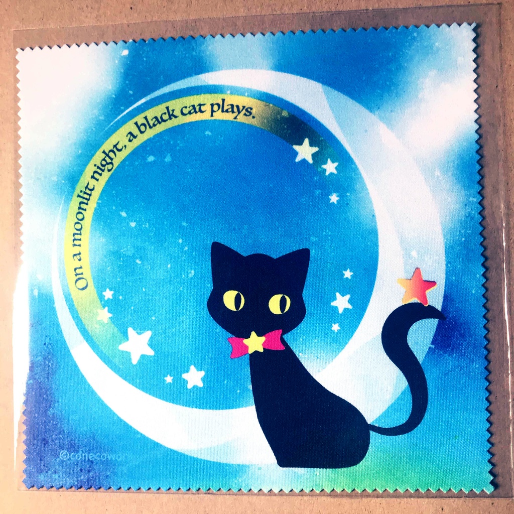 【再販】めがね拭き・黒猫の戯れ（Moonlit night）マイクロファイバークロス