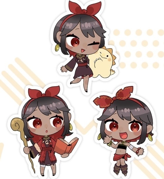 ババンバ3種つめステッカー（イラスト:クロマタ様）