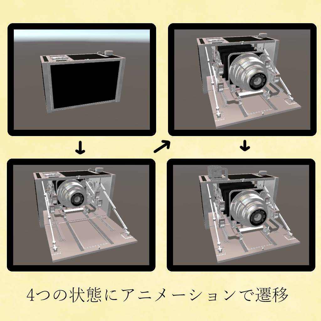 【VRChatワールド向け】アンティークカメラ Linlunt-1000【ギミック付属】