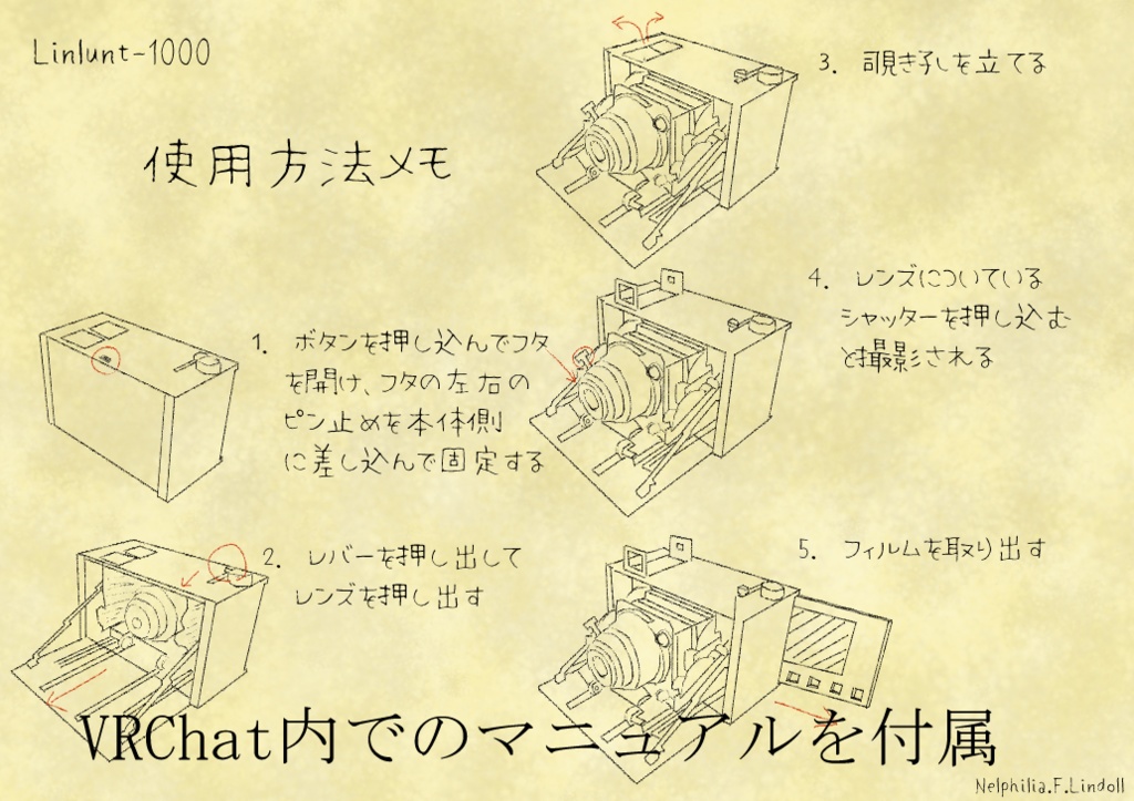【VRChatワールド向け】アンティークカメラ Linlunt-1000【ギミック付属】