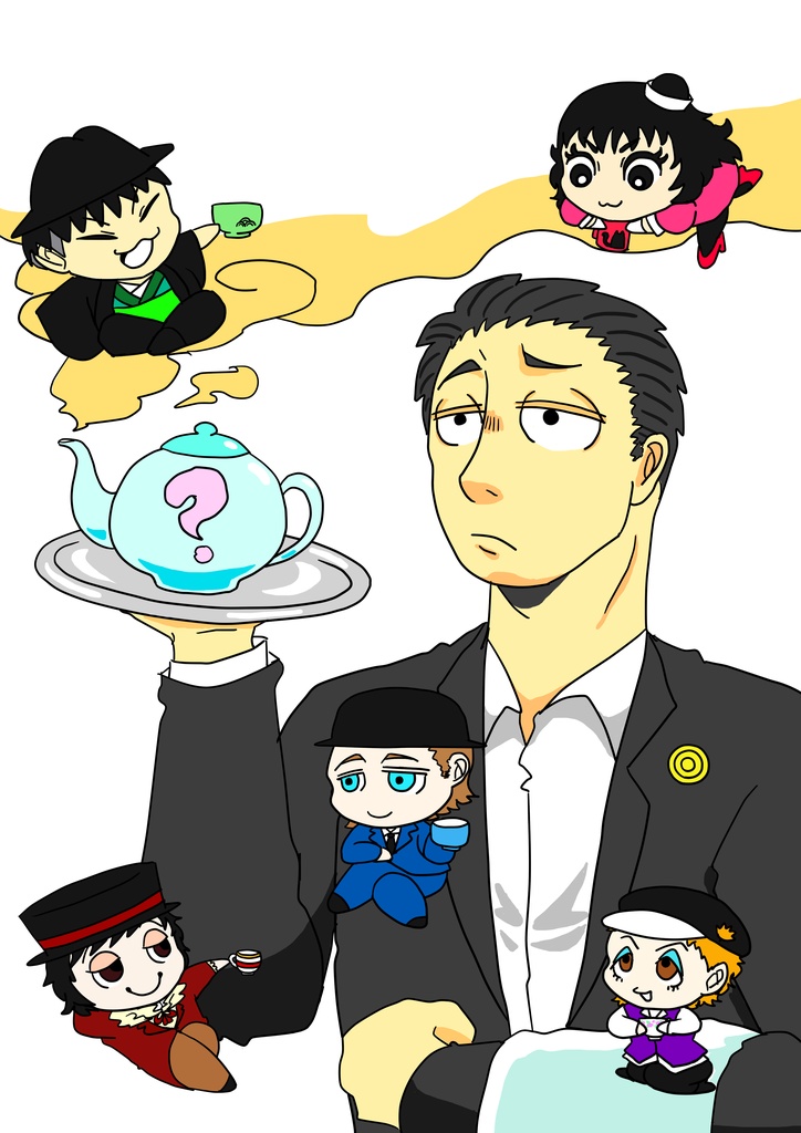 ポストカード　庭師たちのお茶会
