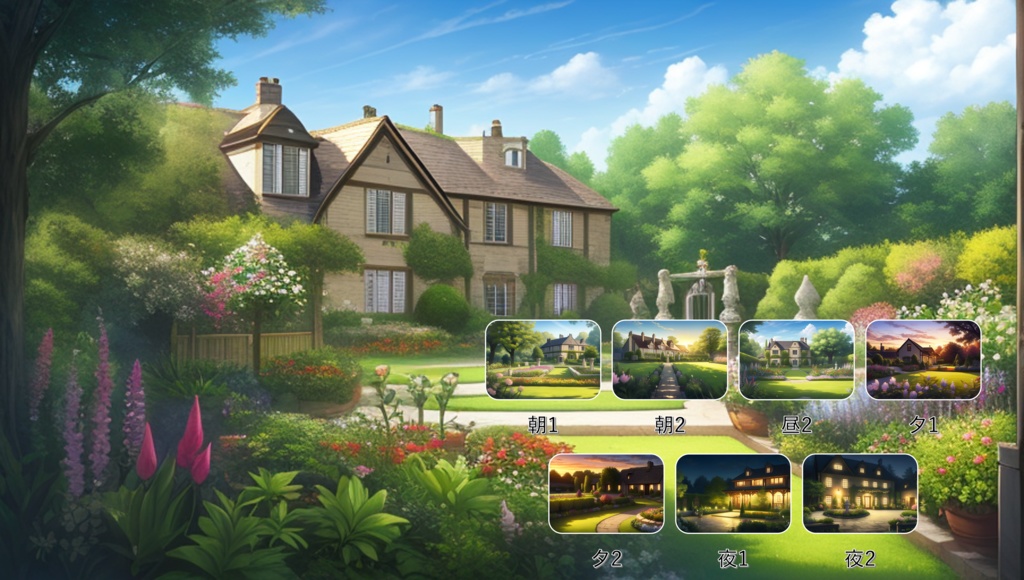 立ち絵/背景素材 メイドさん/洋館の庭