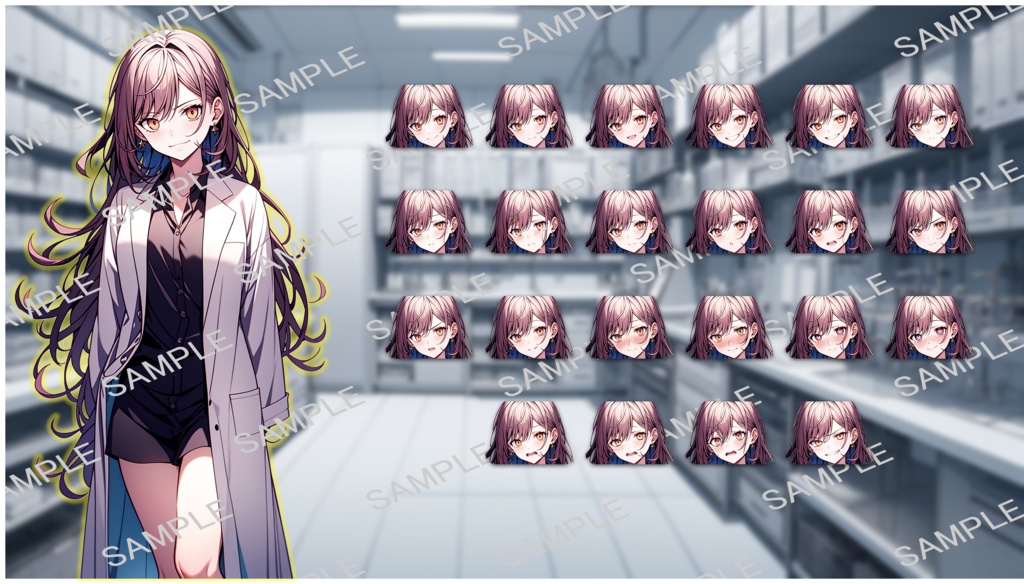 【無料版あり】立ち絵/背景 白衣の女性・研究員/研究所・培養槽