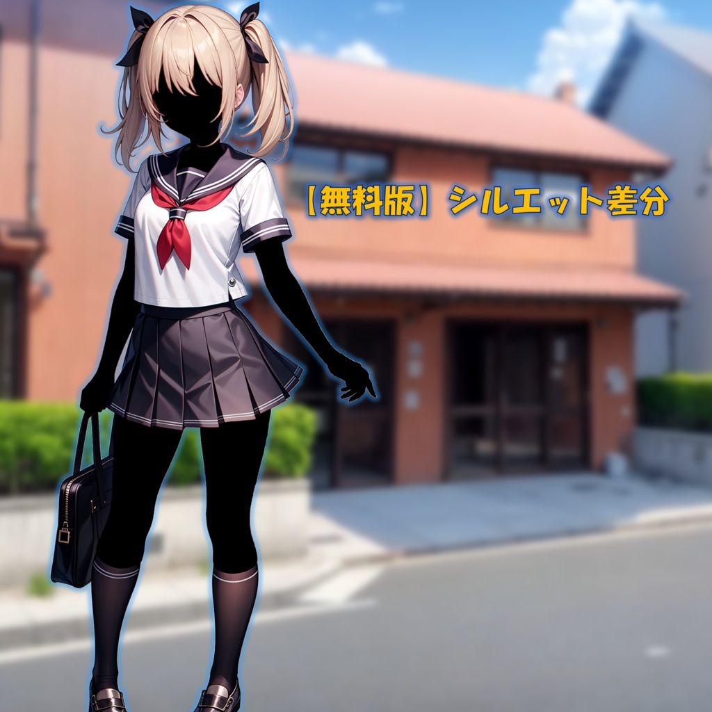 【無料版あり】立ち絵/背景 セーラー服のツインテール少女/通学路・住宅街・町中・夜景