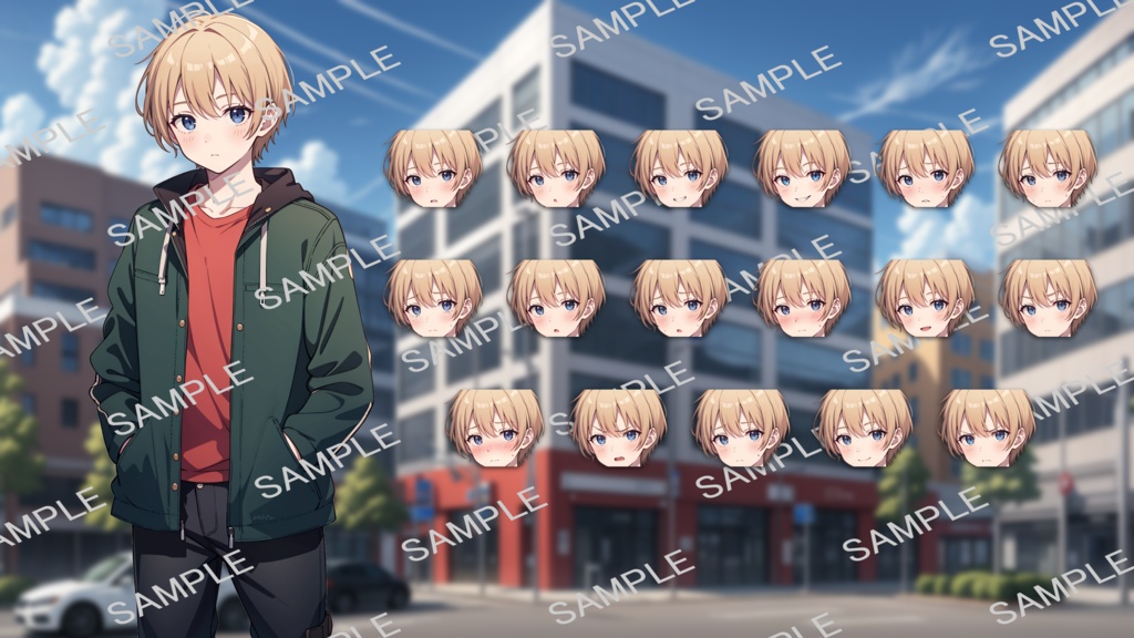 立ち絵/背景 金髪男子/都会(時間別差分あり)